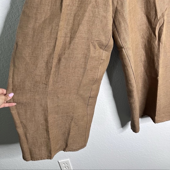 Banana Republic Minna Wide Leg Pants Womens 14 100% Linen Tan Brown T - Picture 6 of 10